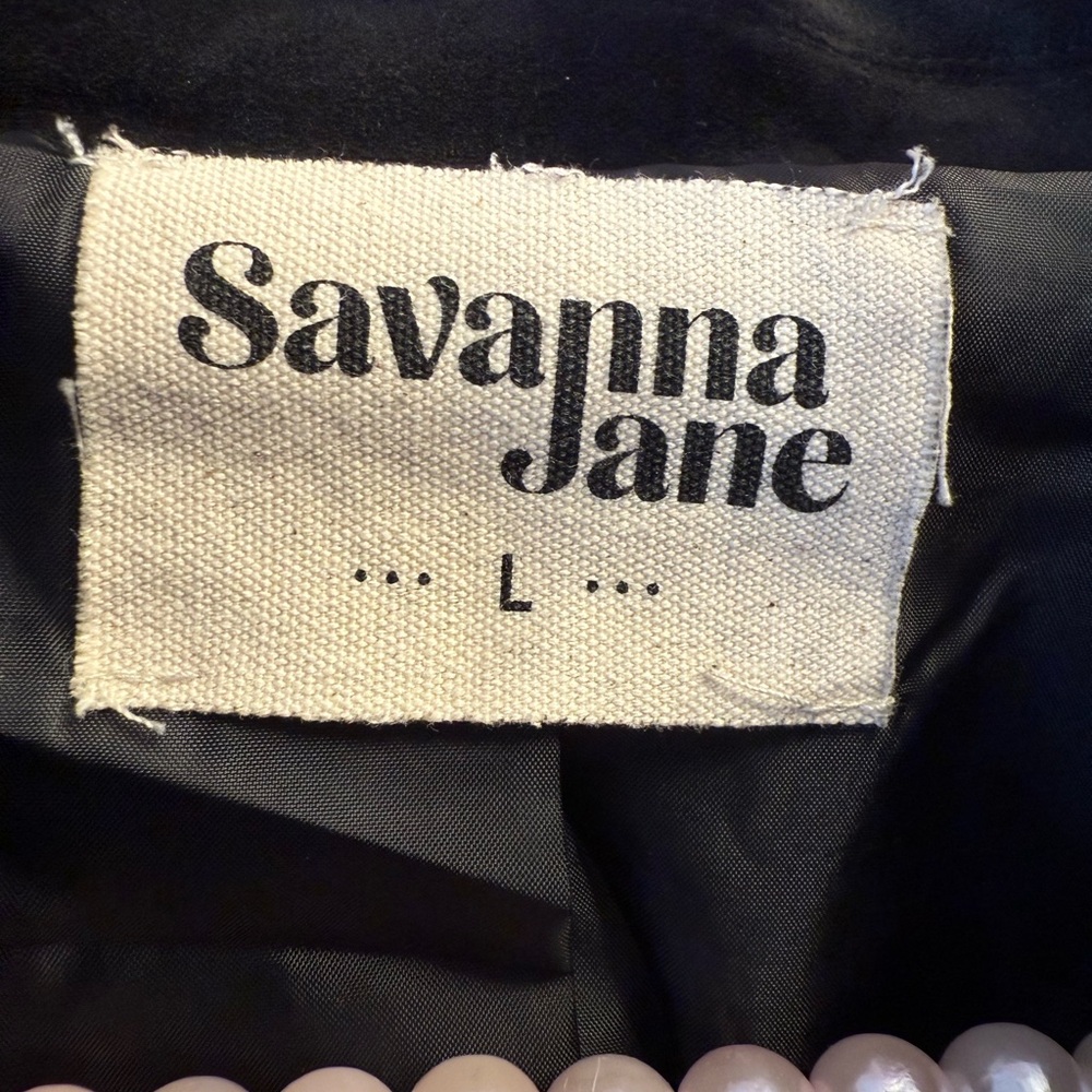 Savanna Jane Faux‎ Suede Moto Jacket Black w/ Embroidered Floral Lips NWOT Large - Picture 7 of 8